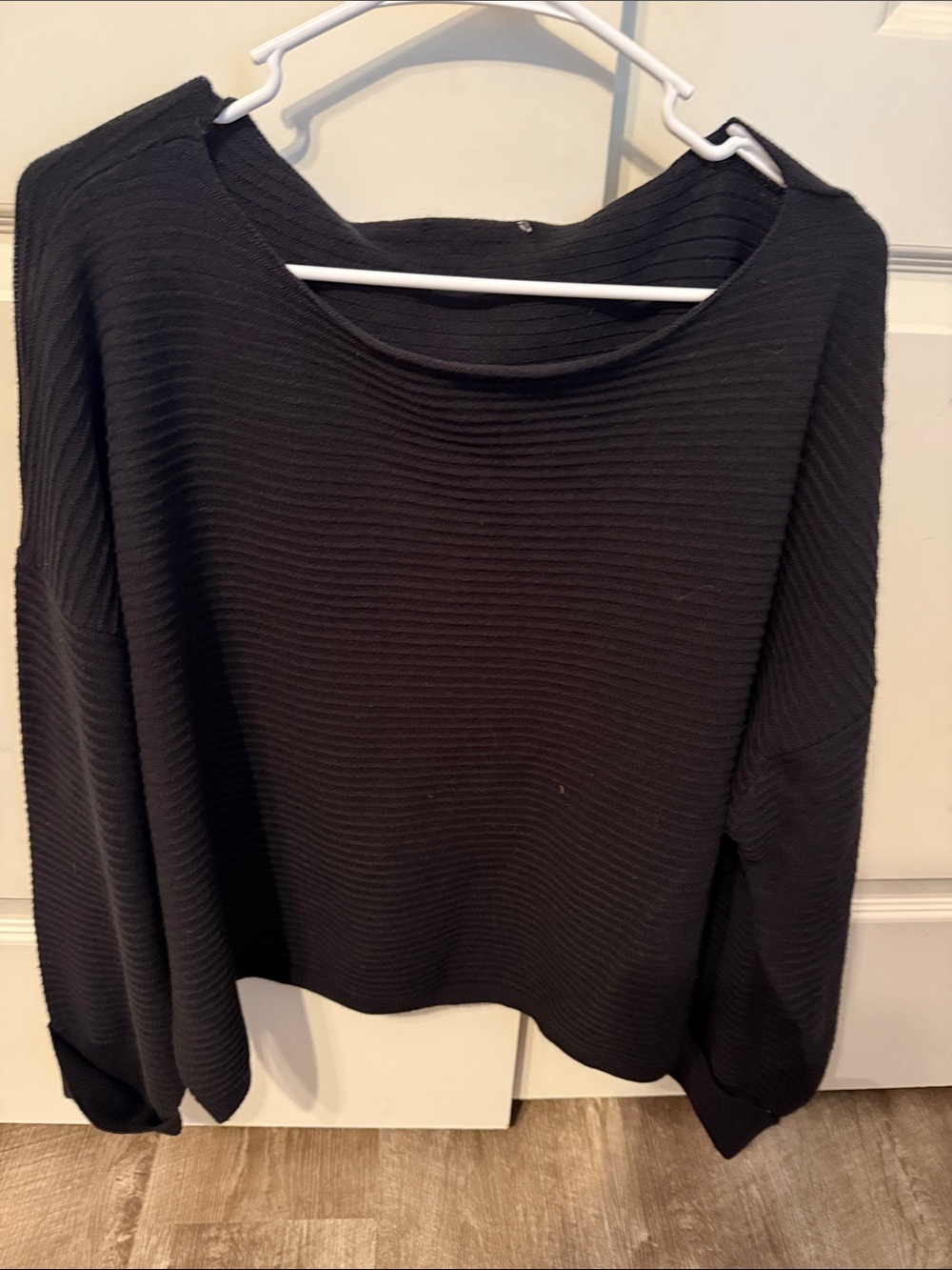 Black Ribbed Long Sleeve boatneck sweater